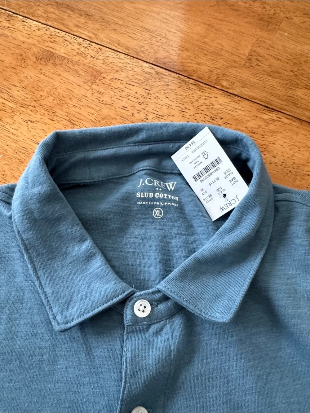 NEW J. Crew Men's Short-Sleeve Polo in Dusty Blue